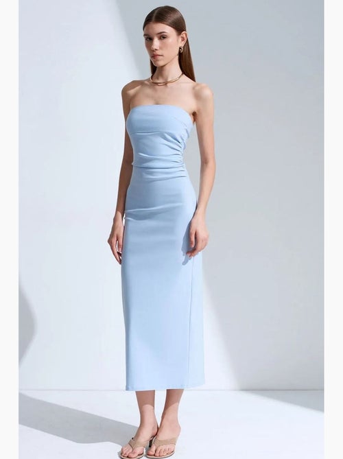 Robe midi moulante sans bretelles, avec fente dilvin - Kiabi Robe midi moulante sans bretelles, avec fente dilvin - Kiabi