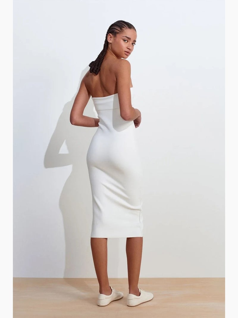 Robe midi moulante sans bretelles dilvin Blanc - Kiabi