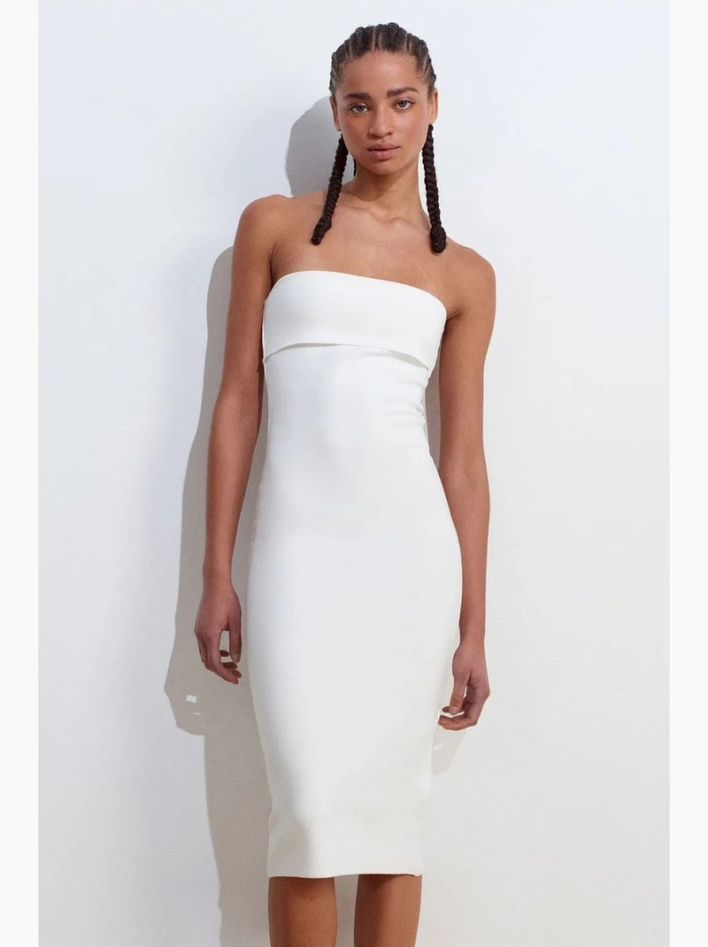 Robe midi moulante sans bretelles dilvin Blanc - Kiabi
