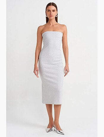 Robe midi moulante sans bretelles dilvin