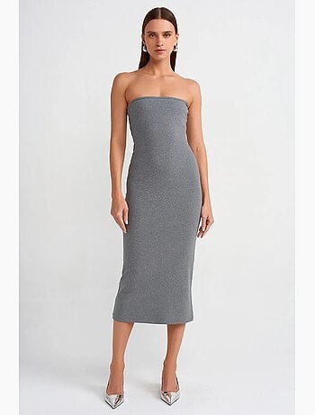 Robe midi moulante sans bretelles dilvin
