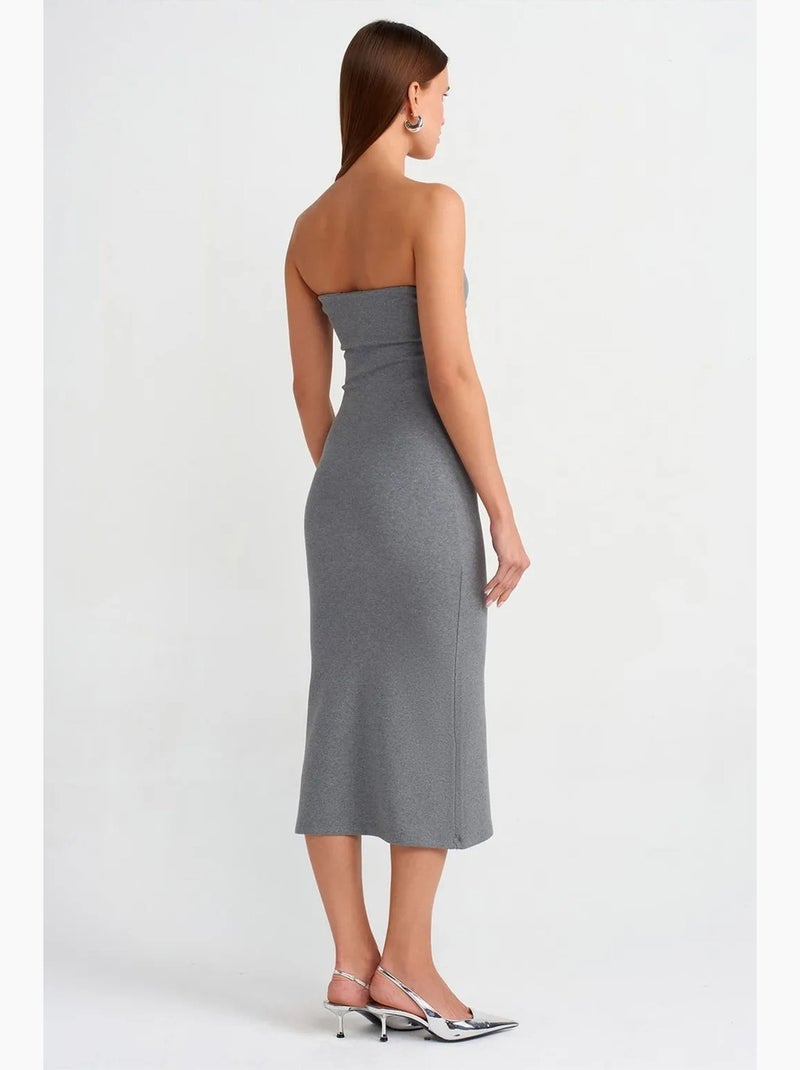 Robe midi moulante sans bretelles dilvin Gris - Kiabi