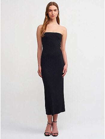 Robe midi moulante sans bretelles dilvin