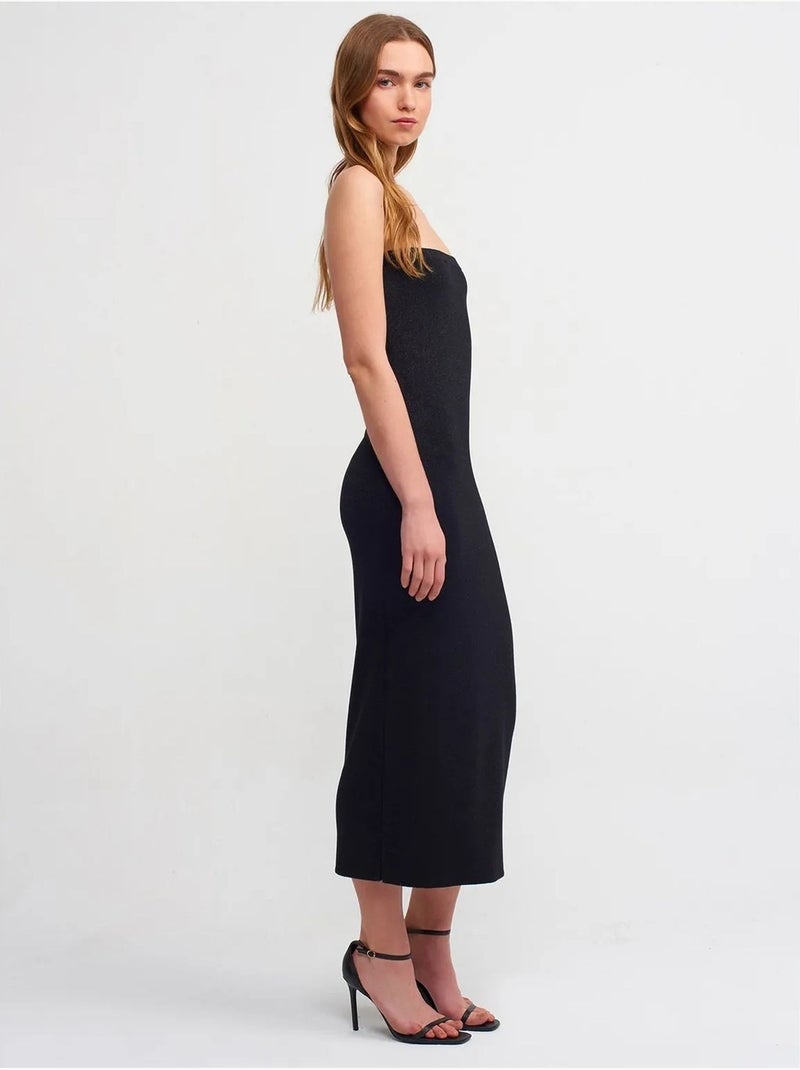 Robe midi moulante sans bretelles dilvin Noir - Kiabi