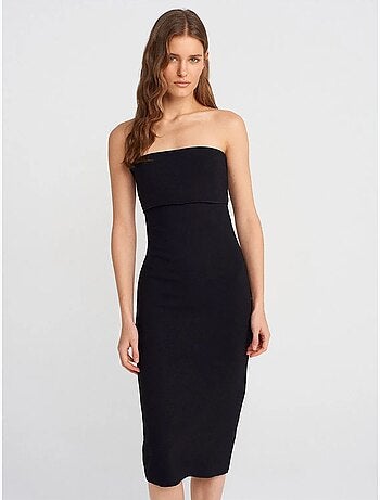 Robe midi moulante sans bretelles dilvin