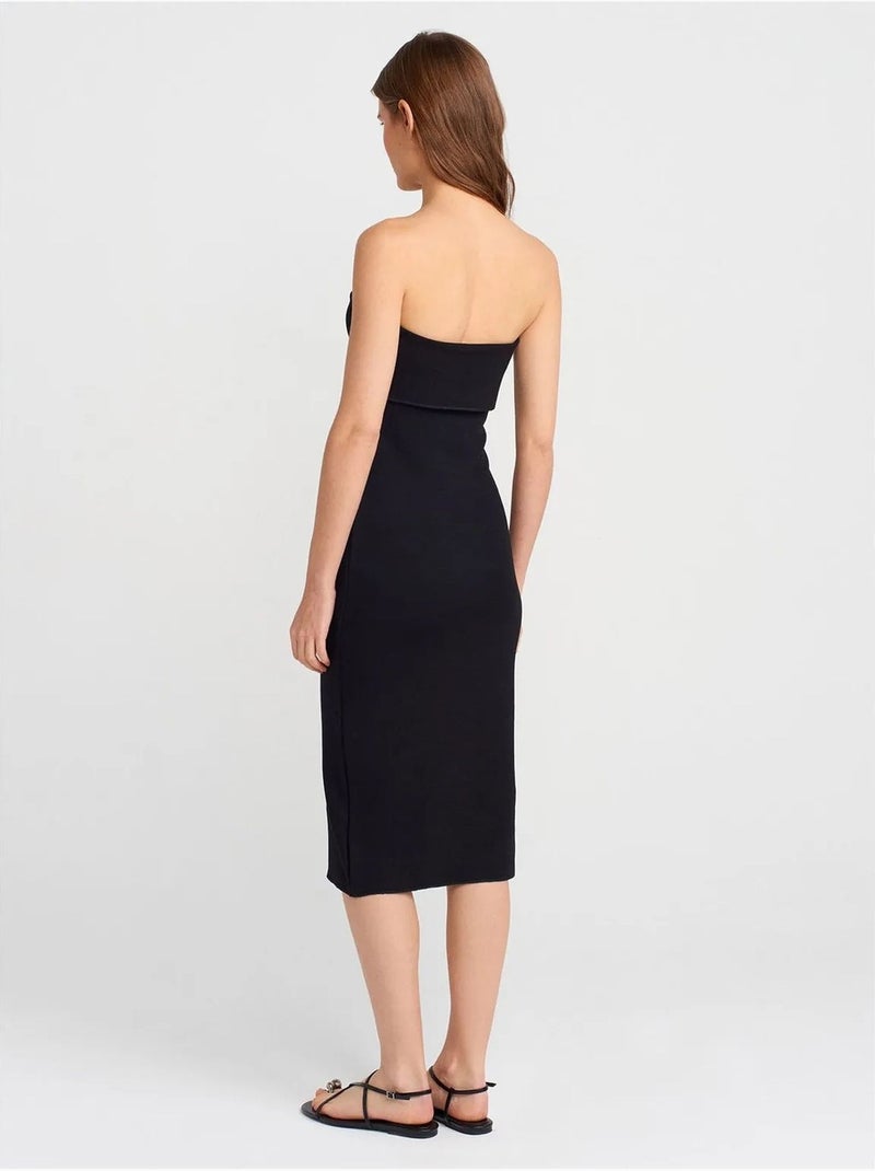 Robe midi moulante sans bretelles dilvin Noir - Kiabi