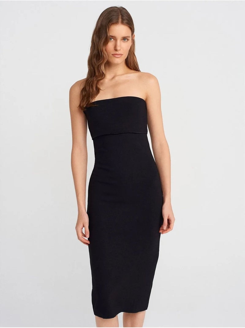 Robe midi moulante sans bretelles dilvin Noir - Kiabi