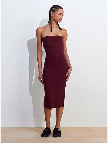 Robe midi moulante sans bretelles dilvin