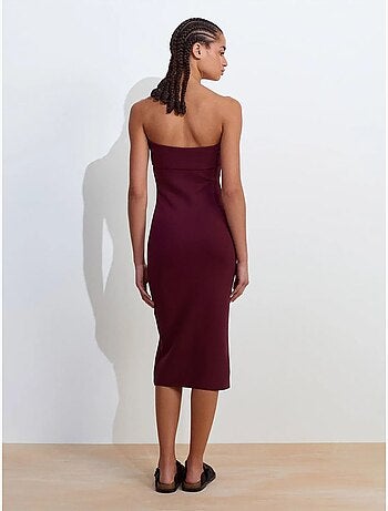 Robe midi moulante sans bretelles dilvin