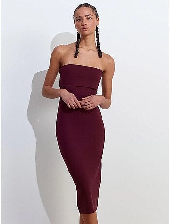 Robe midi moulante sans bretelles dilvin