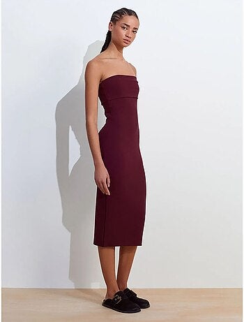 Robe midi moulante sans bretelles dilvin