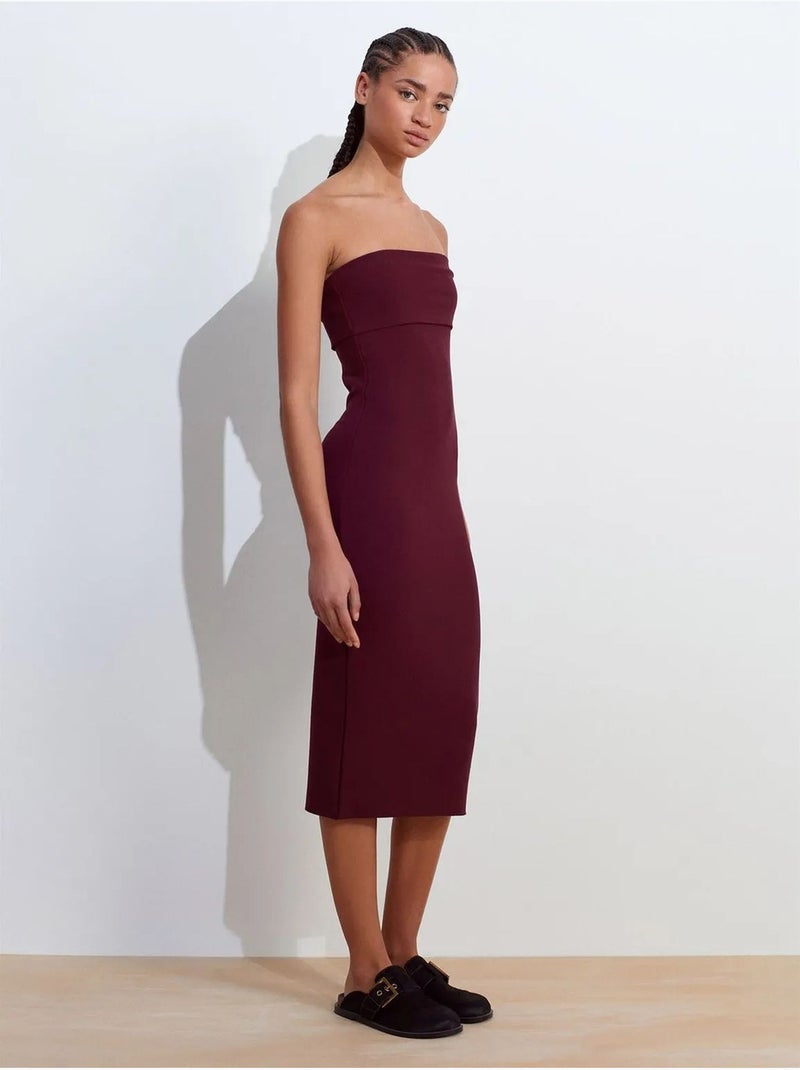 Robe midi moulante sans bretelles dilvin Rouge bordeaux - Kiabi
