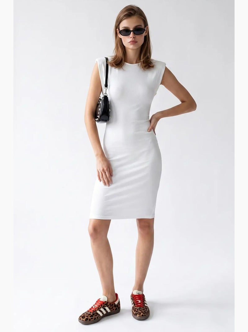 Robe midi moulante sans manches à côtes mixray Blanc - Kiabi