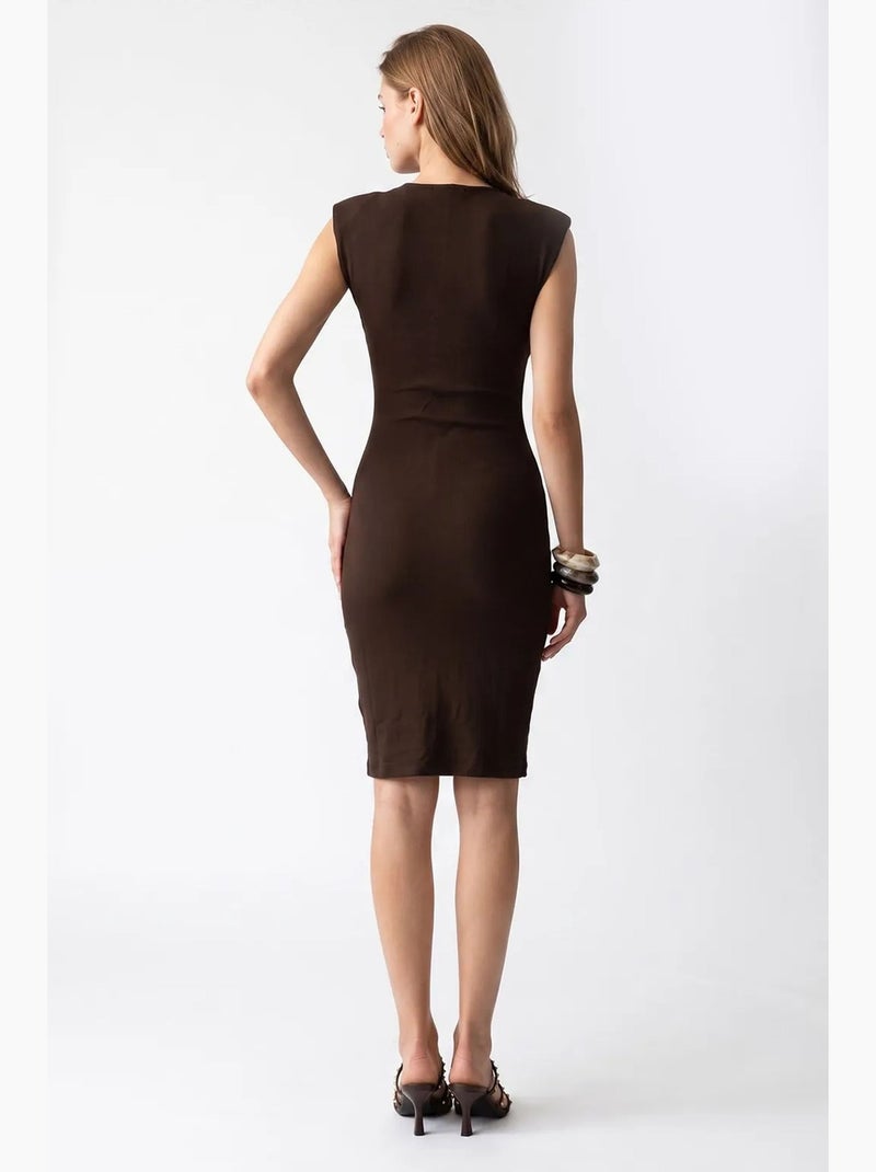 Robe midi moulante sans manches à côtes mixray Marron - Kiabi