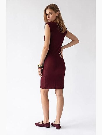 Robe midi moulante sans manches à côtes mixray