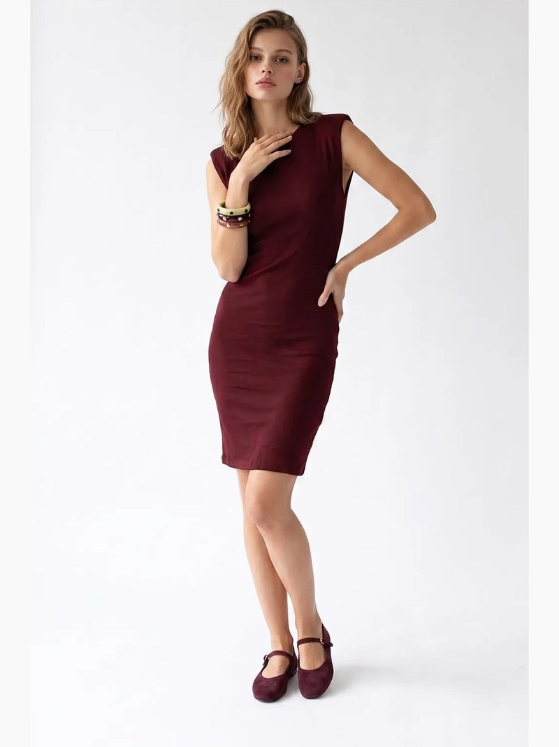 Robe midi moulante sans manches à côtes mixray Rouge bordeaux - Kiabi