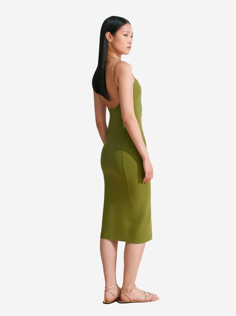 Robe midi moulante sans manches avec découpe dilvin Vert kaki - Kiabi