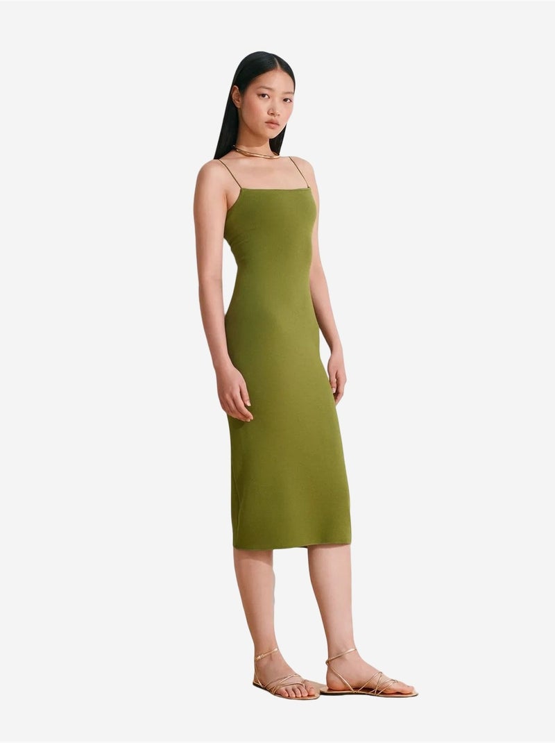 Robe midi moulante sans manches avec découpe dilvin Vert kaki - Kiabi