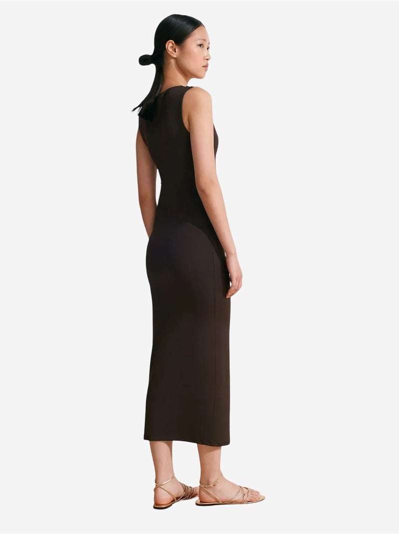 Robe midi moulante sans manches avec détail accessoire dilvin Marron chocolat - Kiabi