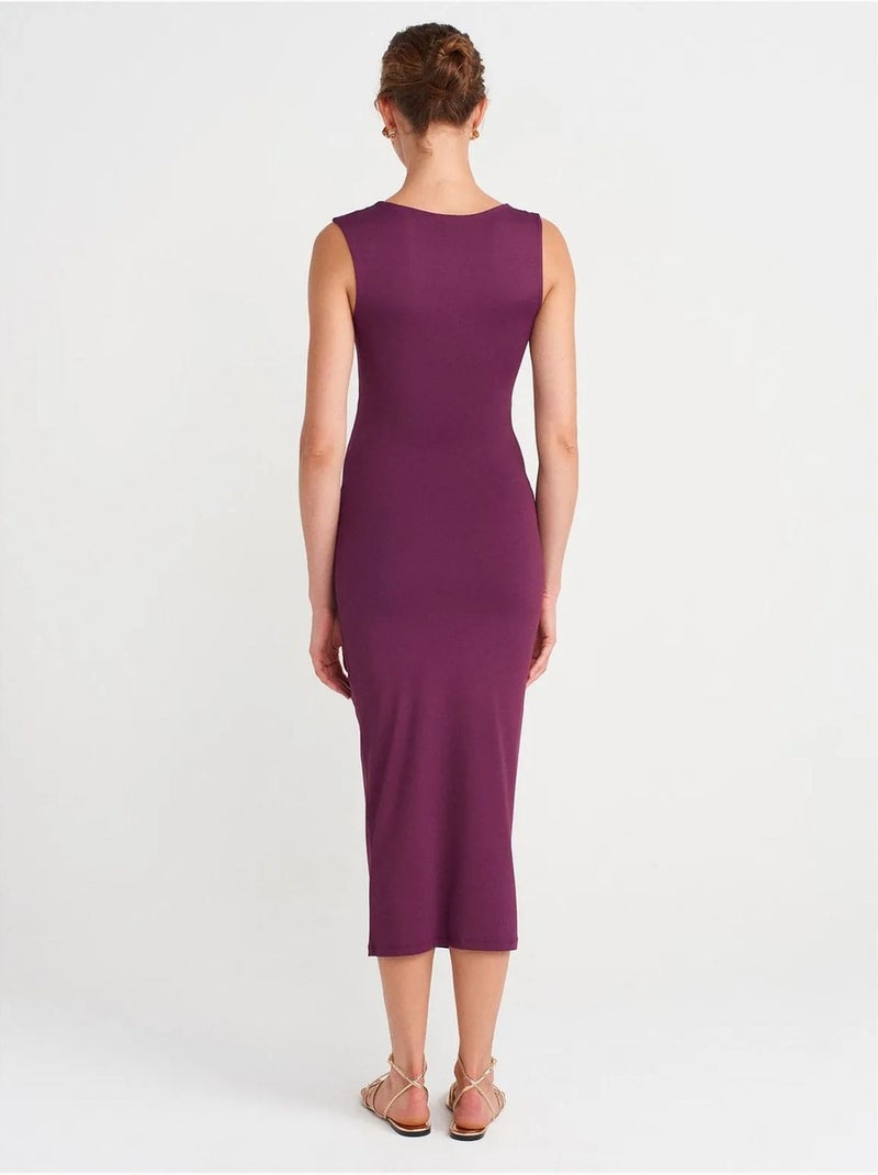 Robe midi moulante sans manches avec détail accessoire dilvin Violet - Kiabi