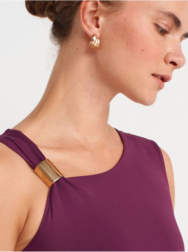 Robe midi moulante sans manches avec détail accessoire dilvin Violet - Kiabi