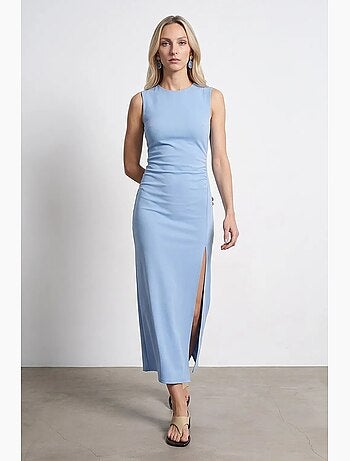 Robe midi moulante sans manches avec fente dilvin