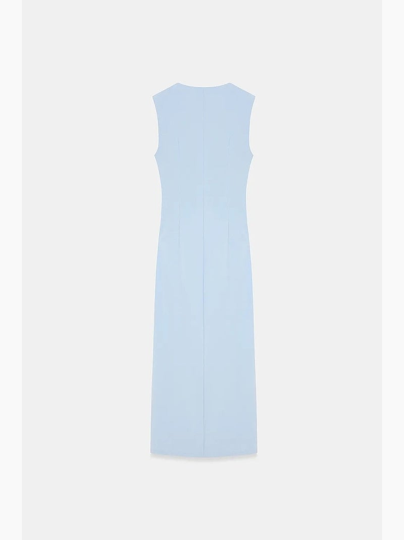 Robe midi moulante sans manches avec fente dilvin Bleu ciel - Kiabi