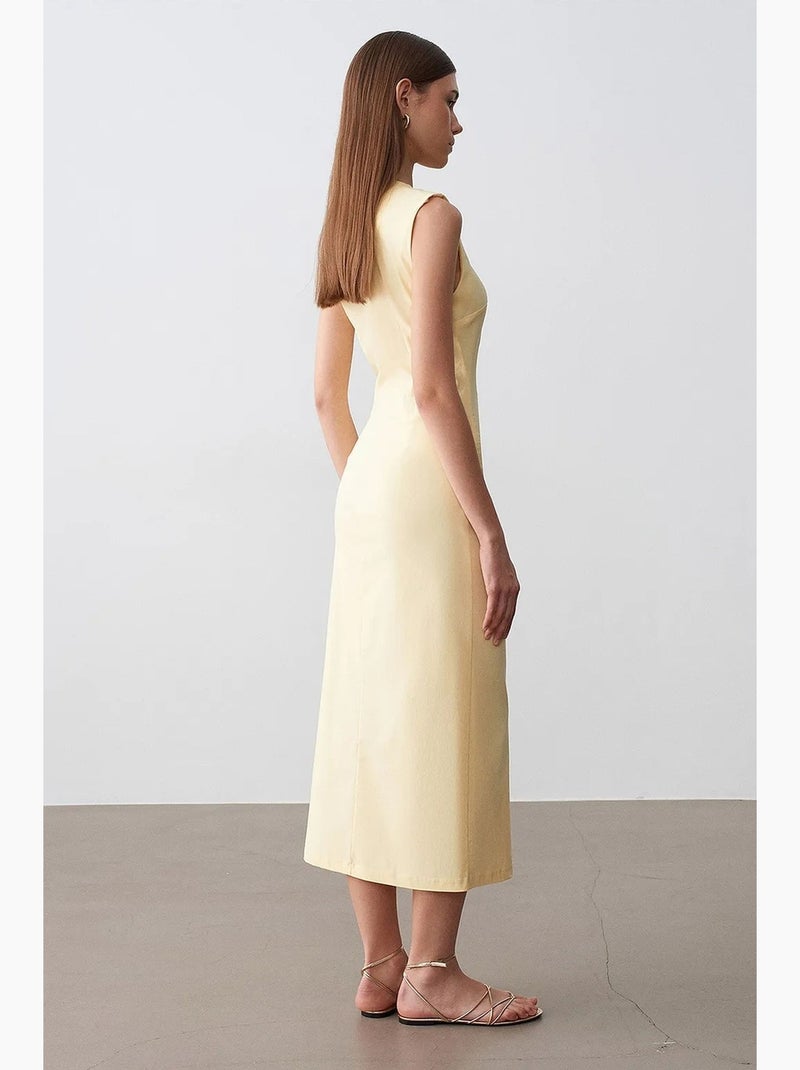 Robe midi moulante sans manches avec fente dilvin Jaune citron - Kiabi