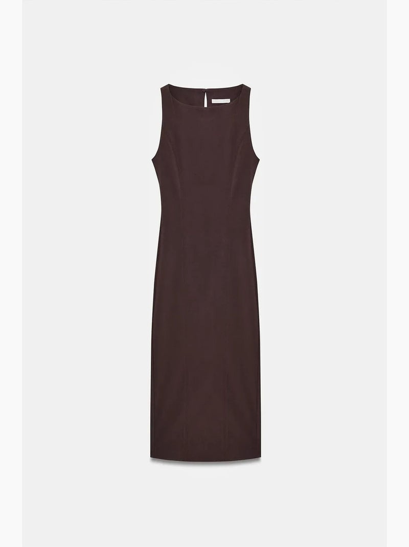 Robe midi moulante sans manches avec fente dilvin Marron foncé - Kiabi