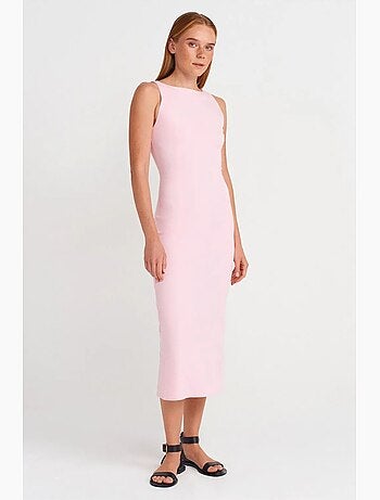 Robe midi moulante sans manches avec fente dilvin