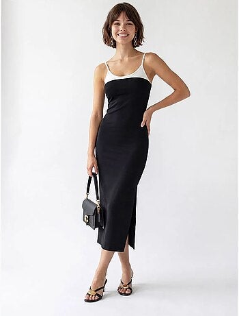 Robe midi moulante sans manches avec fente mixray