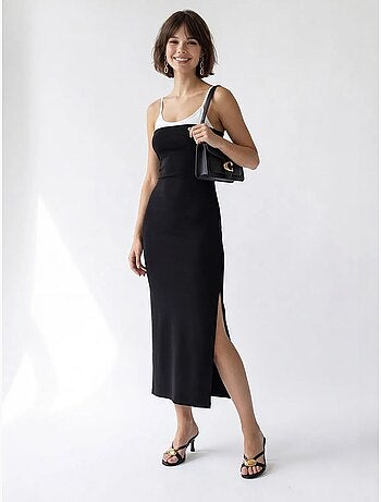 Robe midi moulante sans manches avec fente mixray