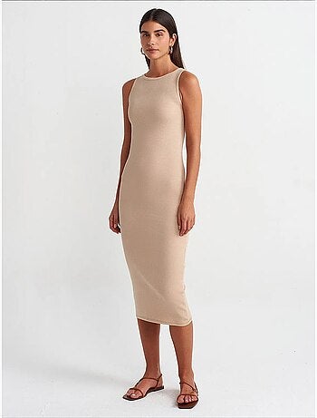 Robe midi moulante sans manches dilvin
