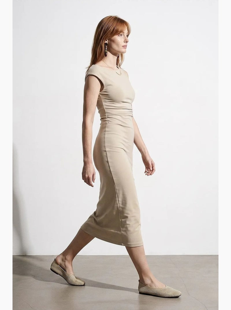 Robe midi moulante sans manches dilvin Beige argile - Kiabi