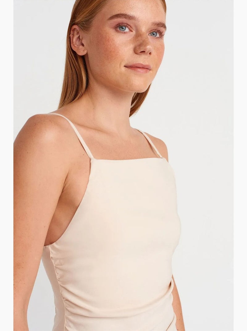 Robe midi moulante sans manches dilvin Crème - Kiabi