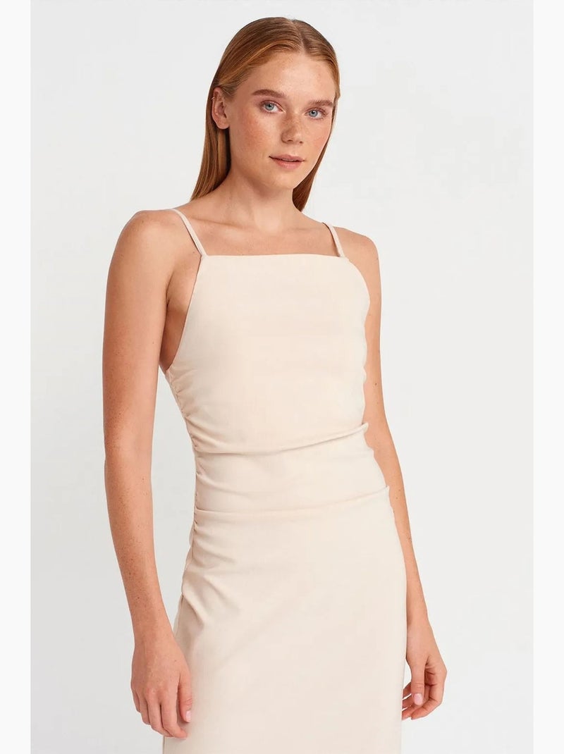Robe midi moulante sans manches dilvin Crème - Kiabi