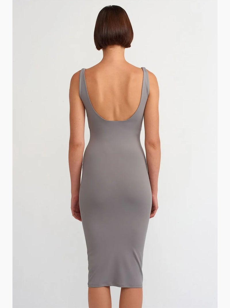Robe midi moulante sans manches dilvin Gris - Kiabi