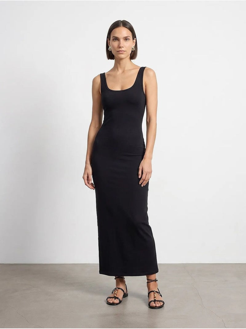 Robe midi moulante sans manches dilvin Noir - Kiabi