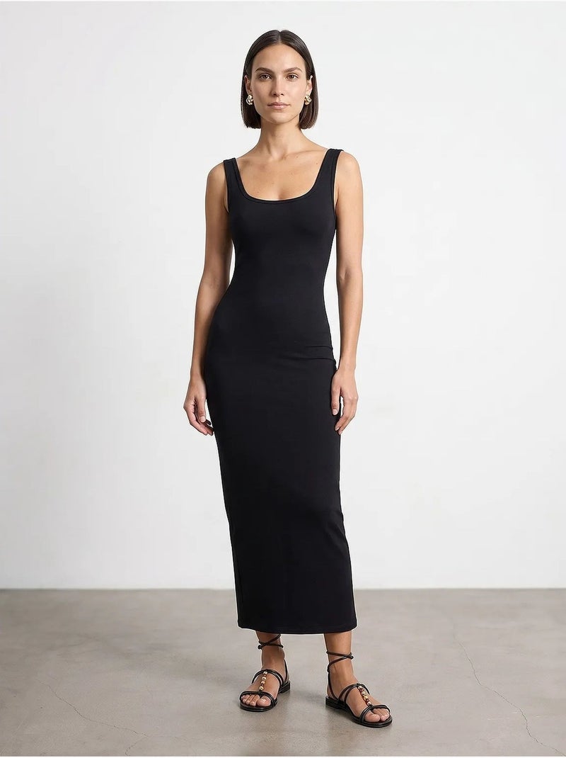 Robe midi moulante sans manches dilvin Noir - Kiabi