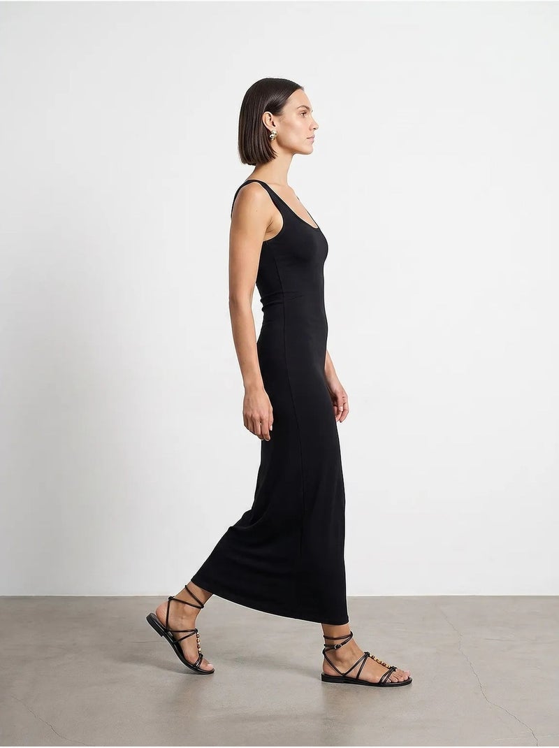 Robe midi moulante sans manches dilvin Noir - Kiabi