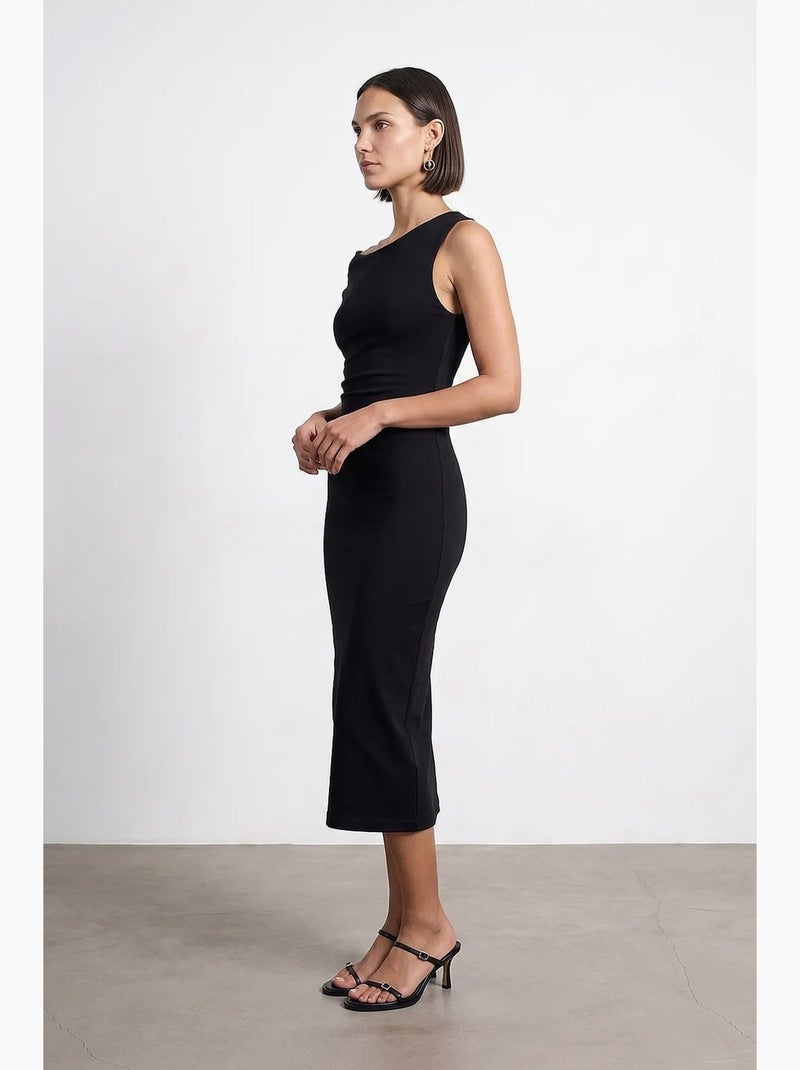Robe midi moulante sans manches dilvin Noir - Kiabi