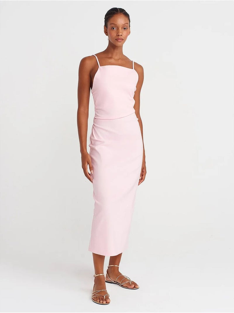 Robe midi moulante sans manches dilvin Rose clair - Kiabi