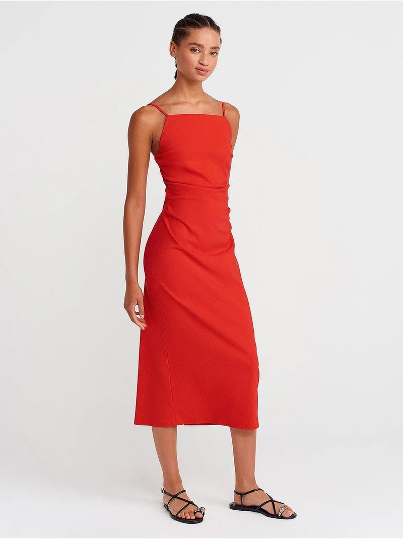 Robe midi moulante sans manches dilvin Rouge - Kiabi