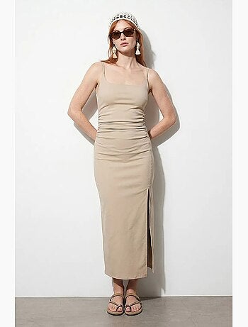 Robe midi moulante sans manches pour femme dilvin