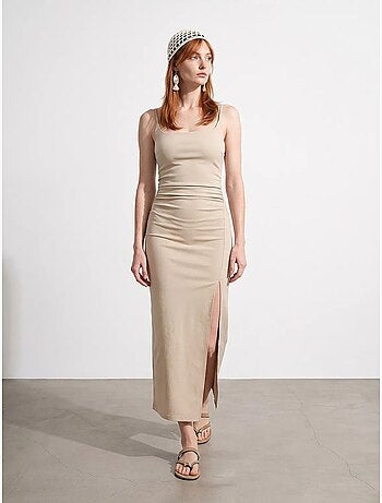 Robe midi moulante sans manches pour femme dilvin