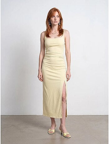 Robe midi moulante sans manches pour femme dilvin