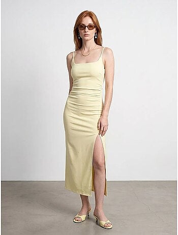 Robe midi moulante sans manches pour femme dilvin
