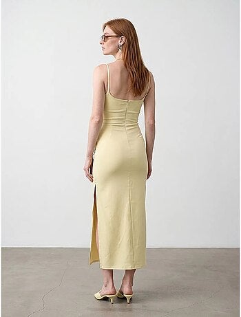 Robe midi moulante sans manches pour femme dilvin