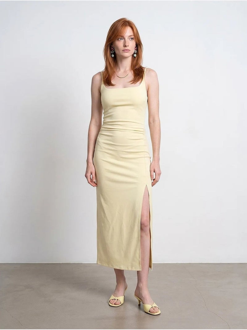 Robe midi moulante sans manches pour femme dilvin Jaune citron - Kiabi