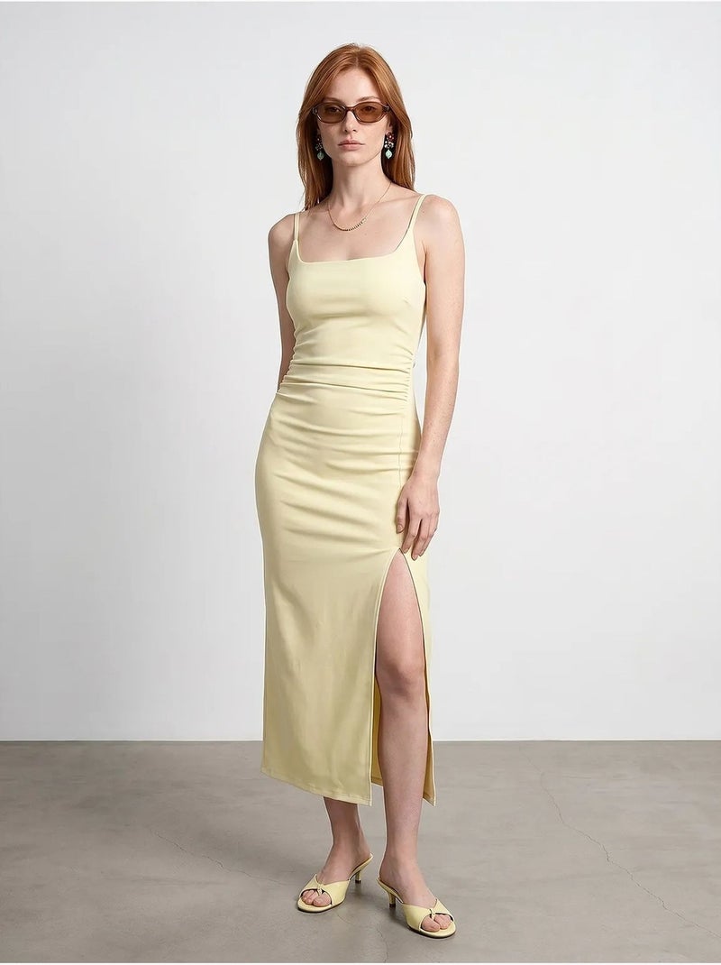 Robe midi moulante sans manches pour femme dilvin Jaune citron - Kiabi